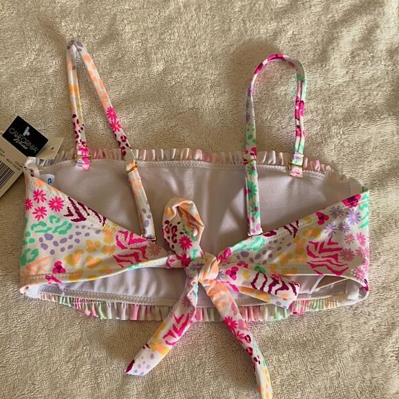 California Waves multicolor smocked bandeau bikini top Size S NWT - Picture 4 of 8